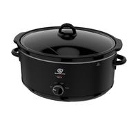 SUPERLEX Slow Cooker Oval Crock Pot with 3 Cooking Settings, Tempered Glass Lid and Cool Touch Handles, 200W Removable Easy Clean Pot, Black Stainless Steel Shell (6.5L Slow Cooker)