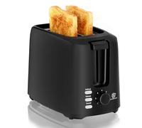 SUPERLEX Toaster 2 Slice Black Toaster Extra Wide Slots 7 Shade Settings Reheat Defrost Cancel Functions with Indicator Lights Removable Crumb Tray for Bread Baguette Artisan Loaf
