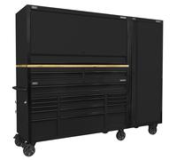 Sealey Superline Pro 15 Drawer Trolley Workstation and Side Locker Black