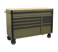 Sealey Superline Pro Black Edition 10 Drawer 1320mm Mobile Trolley with Wooden Worktop & Power Bar - AP5210KBE
