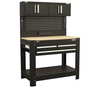 Sealey Superline PRO® Workbench with Pegboard Back Panel, Power Bar & Wooden Worktop - AP12701