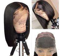 SUPERLOOK Bob Wig 10 Inch Human Hair 13x4 Straight Lace Front Wig 200% Density 15A Straight Bob Wigs for Black Women Pre Cut C