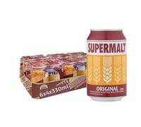 Supermalt Original Non-Alcoholic Vegan Malt Drink with B Vitamins 4 x 330ml (Pack of 6)