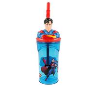 Superman 3D Figurine Tumbler for Kids, Childrens Drinking Cup with Reusable Straw, BPA Free Plastic Tumbler Great for Picnics, School, Camping or Just Everyday Use, 360 ml
