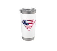 Superman American Flag Shield Logo Stainless Steel Insulated Tumbler