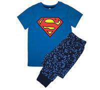 Superman Boy's Camo Logo Long Pyjama Set in Blue | Size: 5-6 Years Superman Blue 5-6 Years