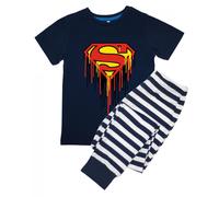 Superman Boy's Dripping Logo Long Pyjama Set in Navy | Size: 5-6 Years Superman Navy 5-6 Years