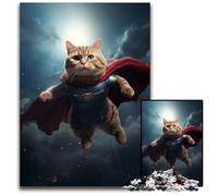 Superman Cat SuperheroAdult Jigsaw Puzzles 1000 Pieces Jigsaw Puzzles Family Activity Brain Teaser Home Decor 1000 PCS(38x26cm)