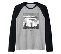 Superman City of Tomorrow Skyline Hero Raglan Baseball Tee