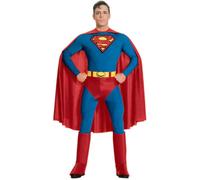 Mens Classic Superman Costume Adults Licensed Superhero Fancy Dress Outfit