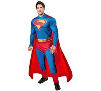 Superman Deluxe Adults Costume Official Mens Superhero Marvel Fancy Dress Outfit