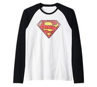 Superman Faded Logo Raglan Baseball Tee
