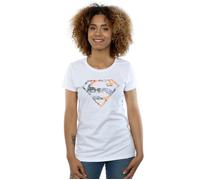 Superman Floral Logo 2 Cotton T-Shirt DC Comics White XXL