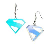 Superman Iridescent Transparent Earrings - Ice Fortress Inspired Collectible Jewelry