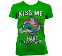Superman Kiss Me I Have Super Powers Girly T-Shirt Damen Green