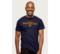 Superman Men's My Dad Is Indestructible Fathers Day T-Shirt in Navy | Size: Medium Superman Navy M