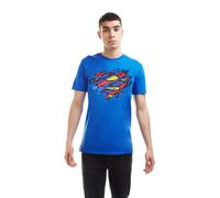 Superman Men's Torn Logo Cotton T-Shirt Navy in Pale Blue | Size: Medium Superman Pale Blue M
