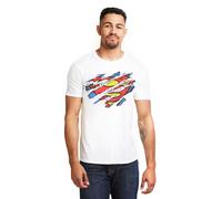 Superman Men's Torn Logo Cotton T-Shirt Navy in White | Size: Medium Superman White M