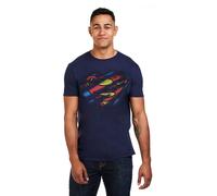 Superman Men's Torn Logo Cotton T-Shirt Navy | Size: Medium Superman Navy M