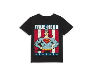 Superman Official DC Comics Originals True Hero Kids' T-Shirt - 5-6 Years in Black | Size: YS Superman Black YS