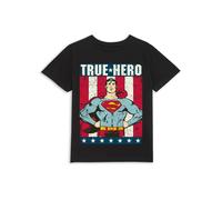 Superman Official DC Comics Originals True Hero Kids' T-Shirt - 7-8 Years in Black | Size: YM Superman Black YM