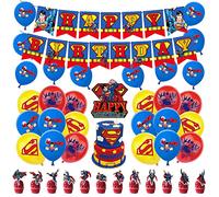 Superman Party Supplies - Avengers Cake Topper, Superhero Balloons, Marvel Birthday Decorations, Banner