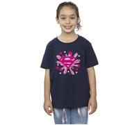 Superman Pink Hearts And Stars Logo Cotton T-Shirt DC Comics Navy 5-6 Years