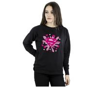 Superman Pink Hearts And Stars Logo Sweatshirt DC Comics Black L