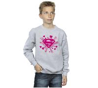 Superman Pink Hearts And Stars Logo Sweatshirt DC Comics Grey 7-8 Years