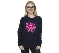 Superman Pink Hearts And Stars Logo Sweatshirt DC Comics Navy M