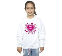 Superman Pink Hearts And Stars Logo Sweatshirt DC Comics White 12-13 Years