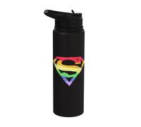 Superman Rough Rainbow Pride Logo Stainless Steel Insulated Water Bottle
