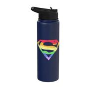Superman Rough Rainbow Pride Logo Stainless Steel Insulated Water Bottle