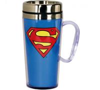 Spoontiques - Insulated Travel Mug - Superman Logo Coffee Cup - Coffee Lovers Gift - Funny Coffee Mug - 15 oz - Blue