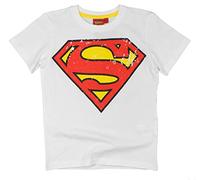 Superman T Shirt Retro Boys Girls Kids 100% Cotton (7-8 Years, White)