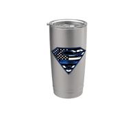 Superman Thin Blue Line Flag Shield Logo Stainless Steel Insulated Tumbler