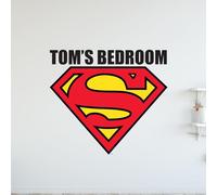 Superman Wall Sticker - Logo Personalised Name Wall Decal DC Superhero Art (90cm Width x 80cm Height)