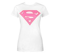 Superman Womens/Ladies Logo T-Shirt / XXL White/Pink NS8372