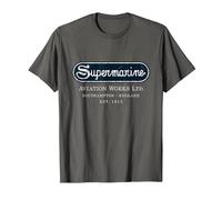 Supermarine Aviation Logo | Vintage Spitfire Fighter Plane T-Shirt, Men, Asphalt Grey, Small