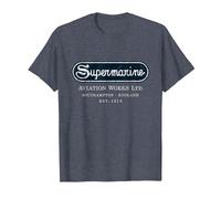 Supermarine Aviation Logo | Vintage Spitfire Fighter Plane T-Shirt, Men, Heather Blue, Large