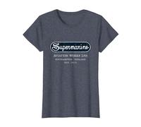 Supermarine Aviation Logo | Vintage Spitfire Fighter Plane T-Shirt, Women, Heather Blue, Medium