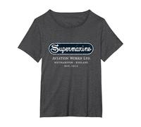 Supermarine Aviation Logo | Vintage Spitfire Fighter Plane T-Shirt, Women's Plus, Dark Heather Grey, 2X