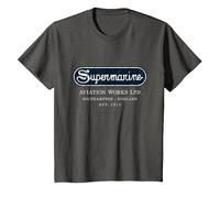 Supermarine Aviation Logo | Vintage Spitfire Fighter Plane T-Shirt, Youth, Asphalt Grey, 2T