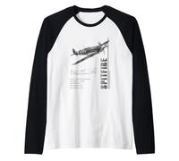 Supermarine Spitfire Fighter Specs RAF Raglan Baseball Tee