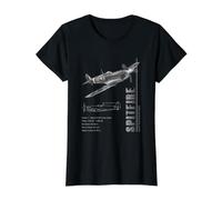 Supermarine Spitfire Fighter Specs RAF Value Graphic T-Shirt, Women, Black, XS
