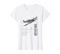 Supermarine Spitfire Fighter Specs RAF Value Graphic T-Shirt, Women, White, XL