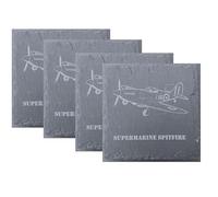 "Supermarine Spitfire Slate Coasters, Set of 4, 10cm x 10cm"