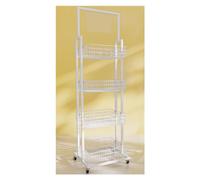Supermarket Convenience Store Shelf, Movable 4 Layer Fruit Vegetable Basket Stand With Clear Billboard, Office Pantry Snacks Organizer Rack, Commercial Home,White-4 Layer,White-4 Layer (45x45x153cm)