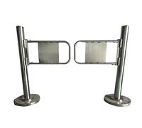 Supermarket Entrance Door, Stainless Steel Two-Way Swing Gate with Automatic Closing, Silver, 100x(110-200) cm(100x150cm)