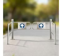 Supermarket Entrance Safety Gate, 90° Open One-Way Automatic Closing Swing Gate with Guardrail, Metal Barricade Access Door for Retail Stores,A,180 * 97cm